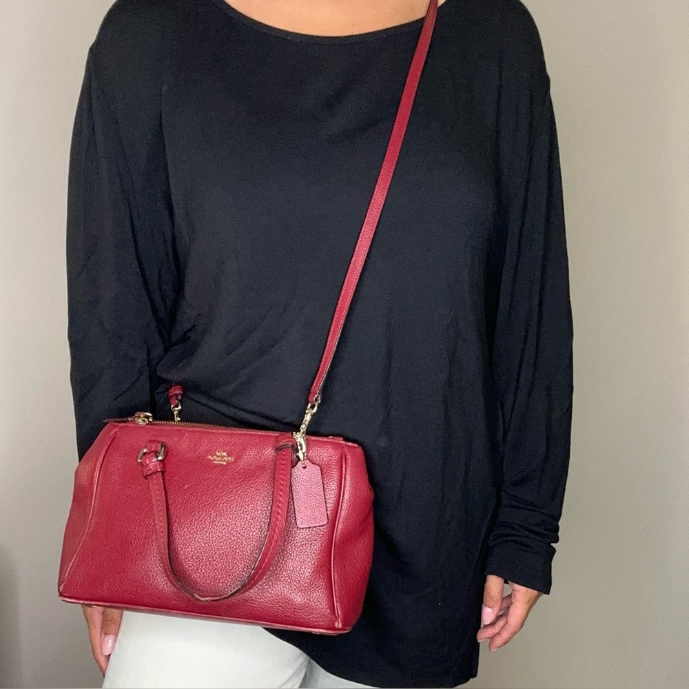 Coach Small Christie Carryall Satchel Red Crossgrain Leather
